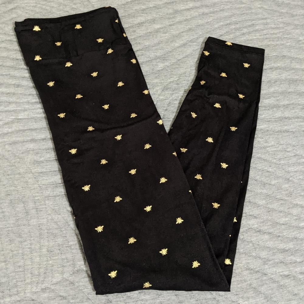 Lularoe TC Gold Bee Leggings